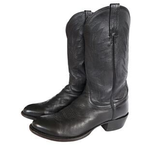 Lucchese Mens Lonestar Leather Black Western Cowboy Boots Size 10.5 M1020 1883
